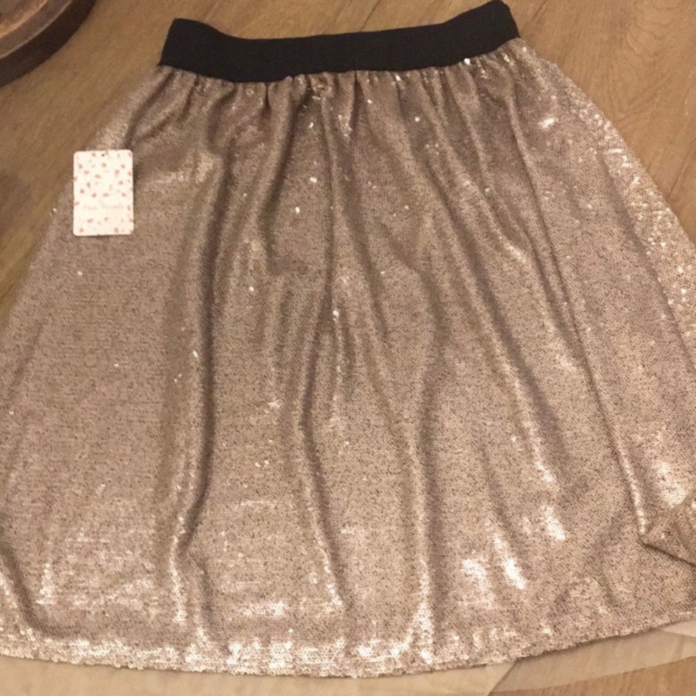 NWT Free People Taupe Elastic Waist Sequin Skirt S - Picture 8 of 8